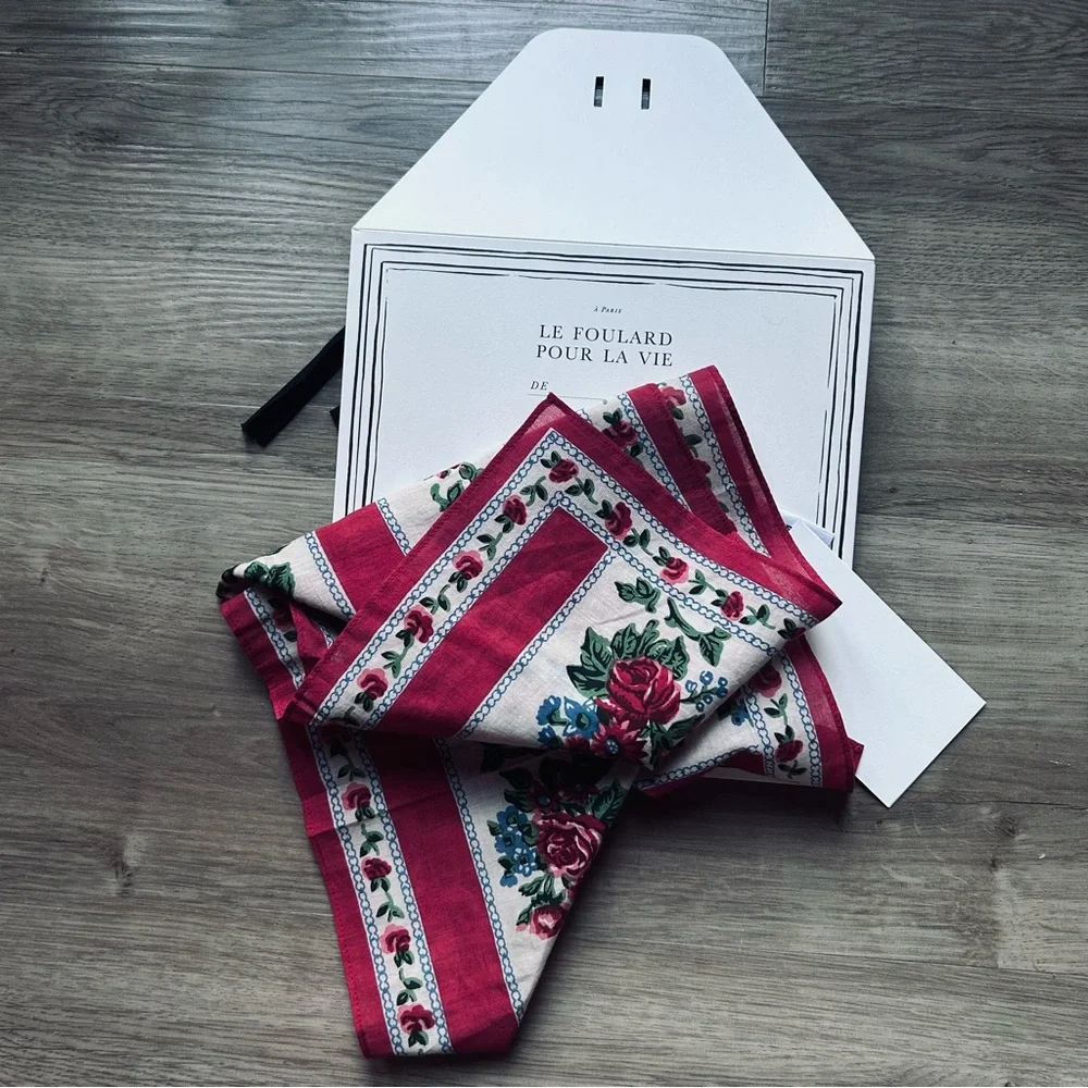 🇫🇷 Sézane Gaston Le Foulard Floral Striped Scarf - Picture 5 of 6